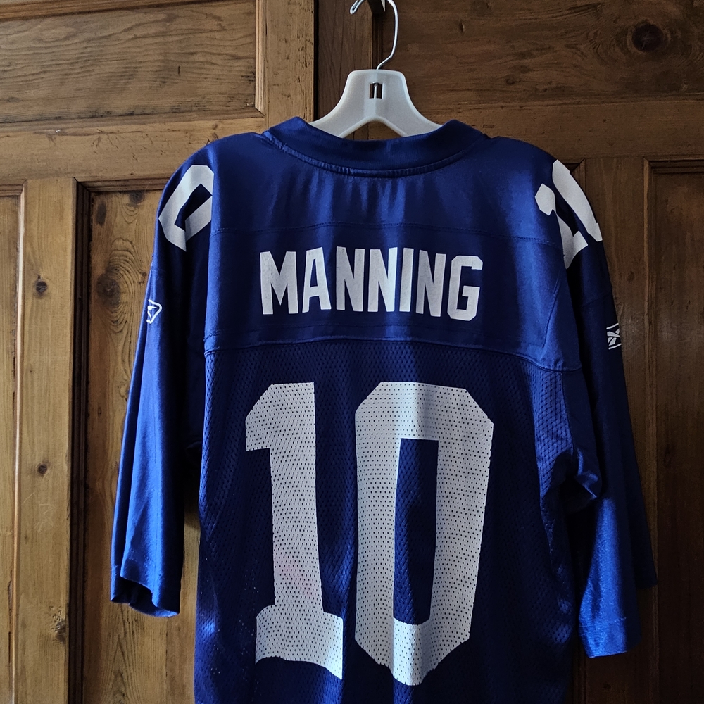 NFL NY GIANTS. ELI MANNING #10.Blue and White Reebok Jersey. M